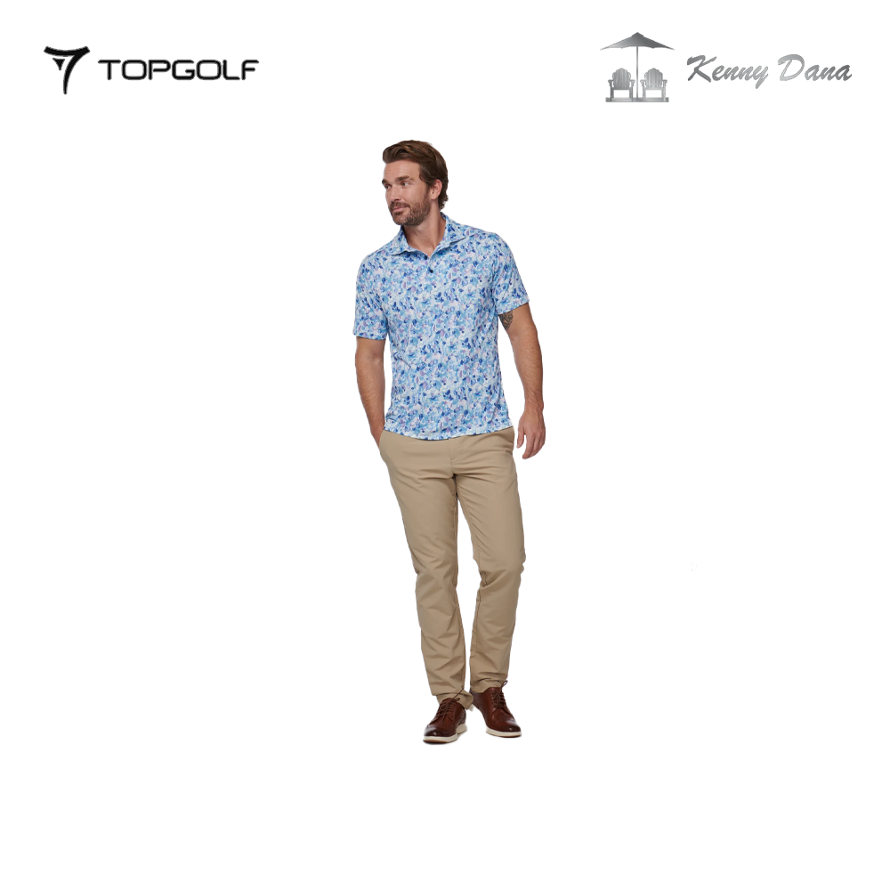 KENNY DANA POLO 103127-1 SAND PEBBLES BLUE TONAL MEN'S COMFORT FIT WOVEN SHIRT