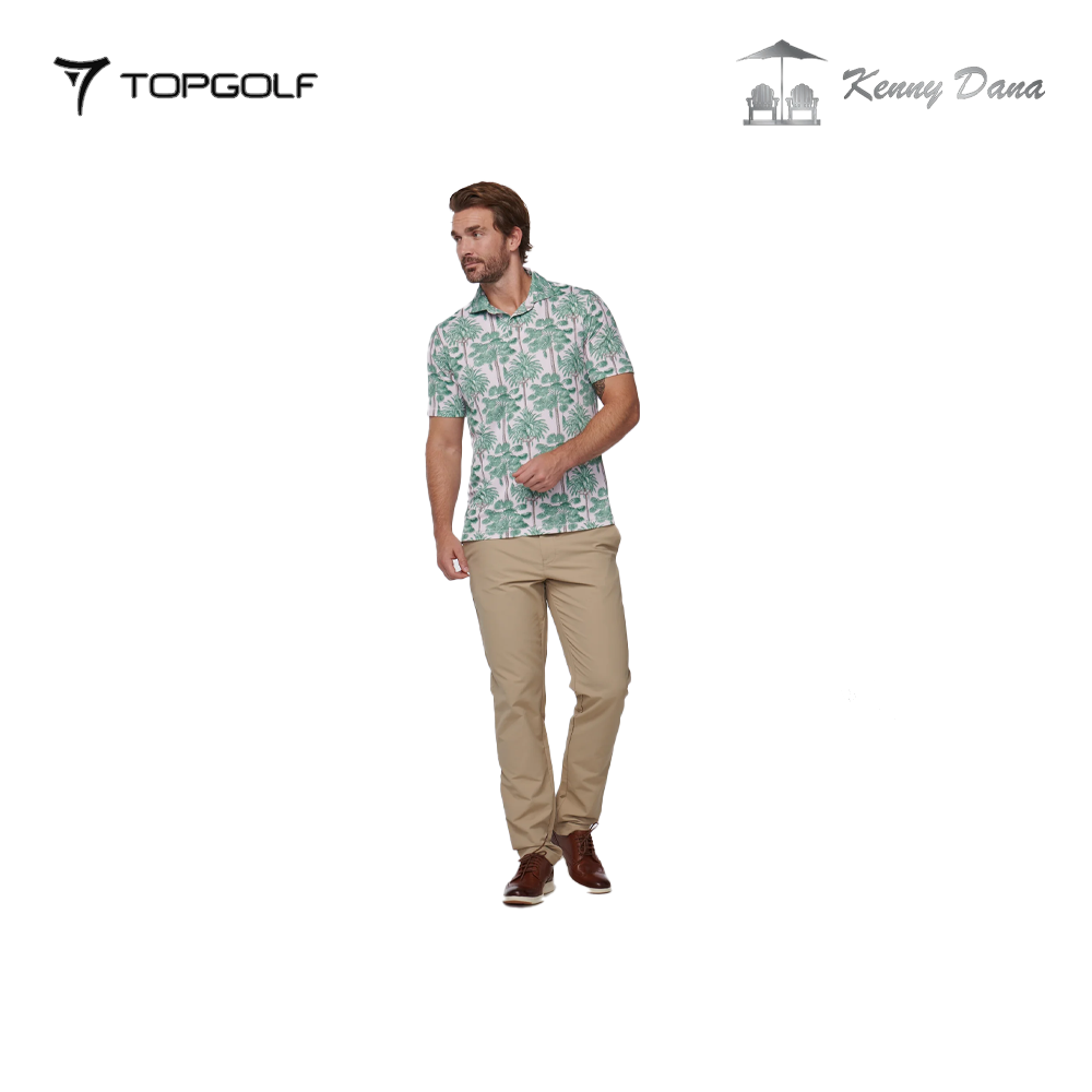 KENNY DANA 104129-2 DESSERT PALM LT. PINK/GREEN MEN'S SLIM FIT POLO