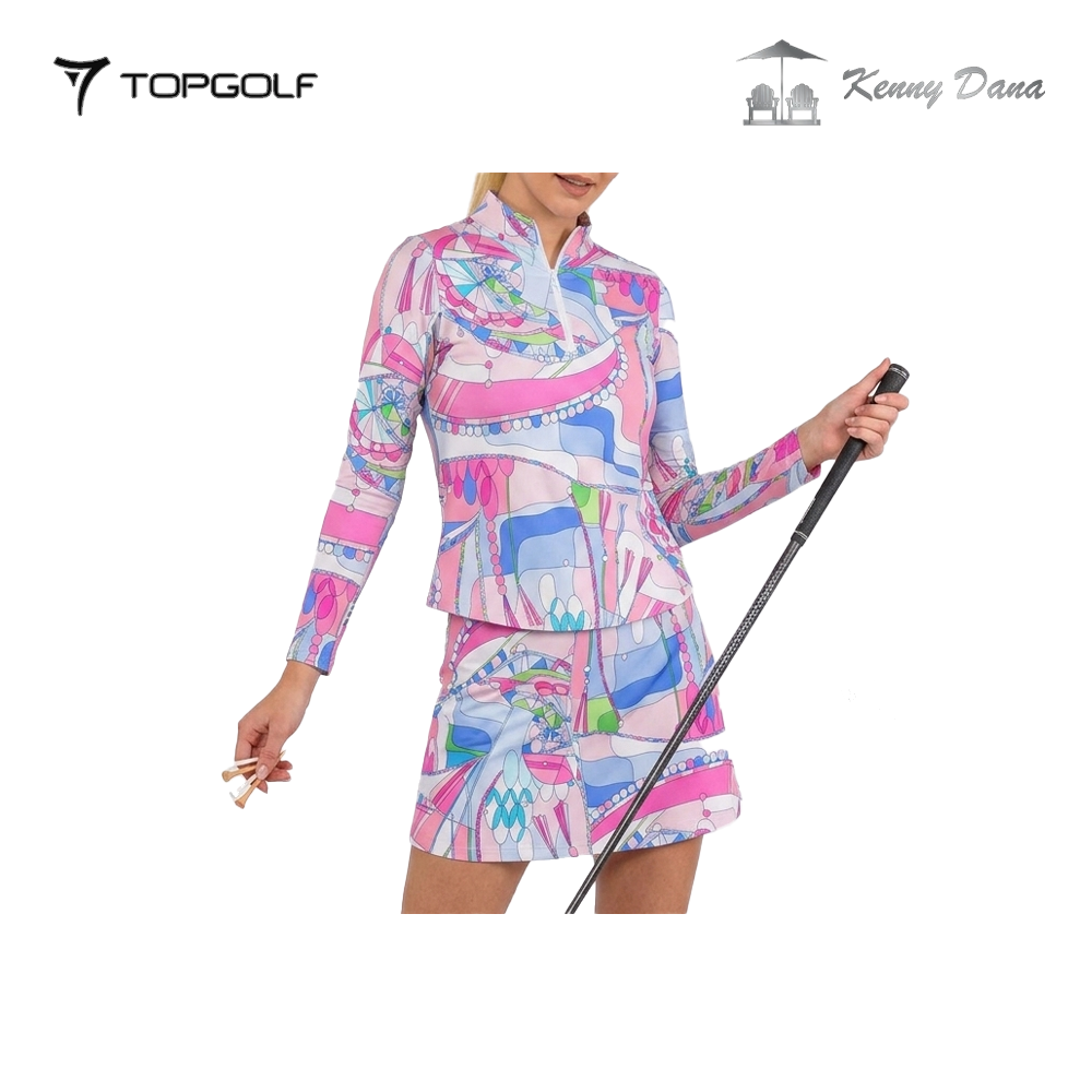 KENNY DANA MOCK WITH MESH UNDER SLEEVES 52201-2 JAQ CARNIVAL PINK MULTI