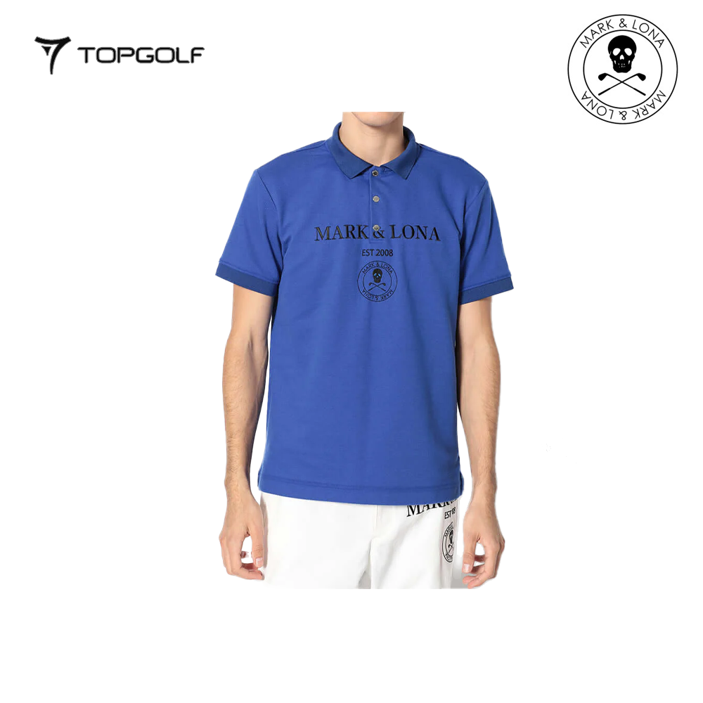 MARK&LONA Gauge Camouflage Jacquard Polo Men Blue