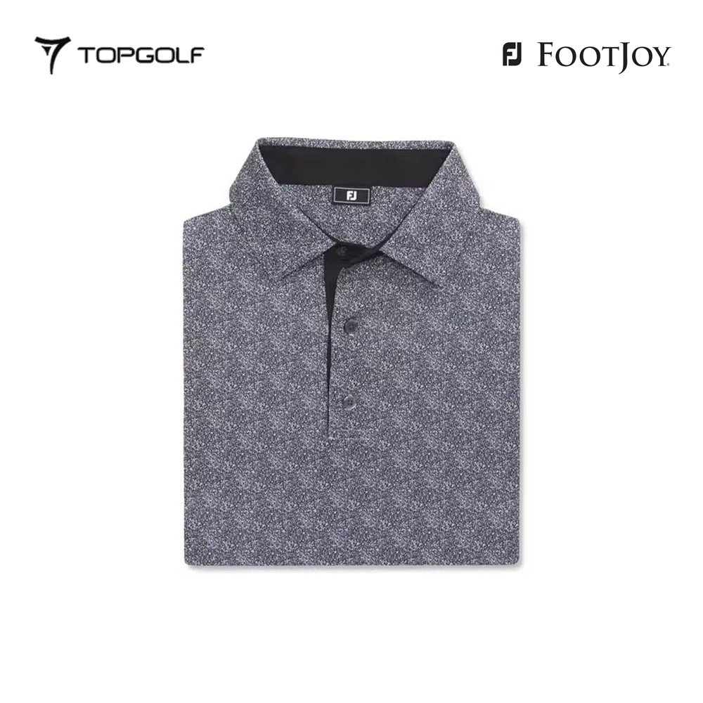 FOOTJOY POLO MEN SHIRT 32774 FS SPECKLE PRT LSL BLACK/WHITE