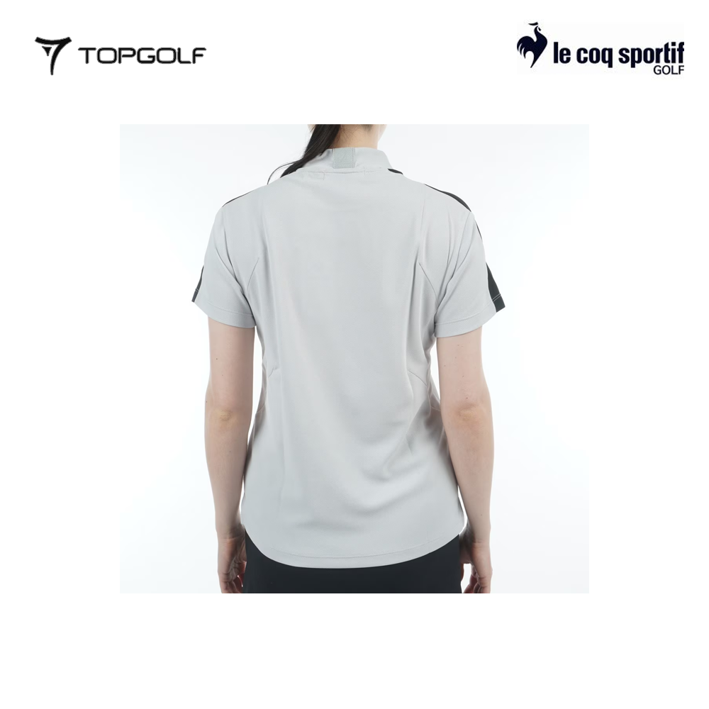 LE COQ POLO WOMEN LG5SHS53L 30TH MOCK NECK SHORT GRAY