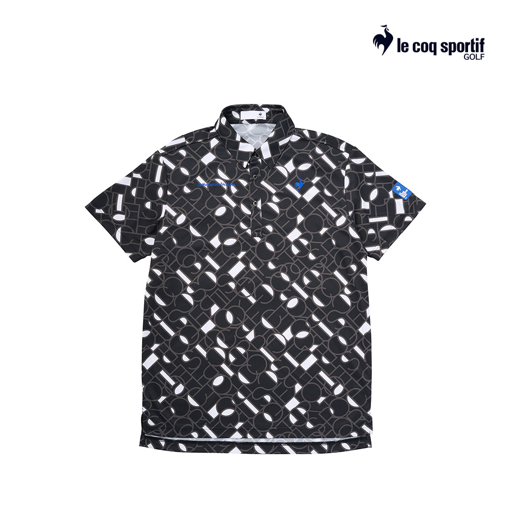 atasan pria golf Le Coq Polo M Lg5Shs03M Mondrian Logo Short Sleeve Bk00 25Ss