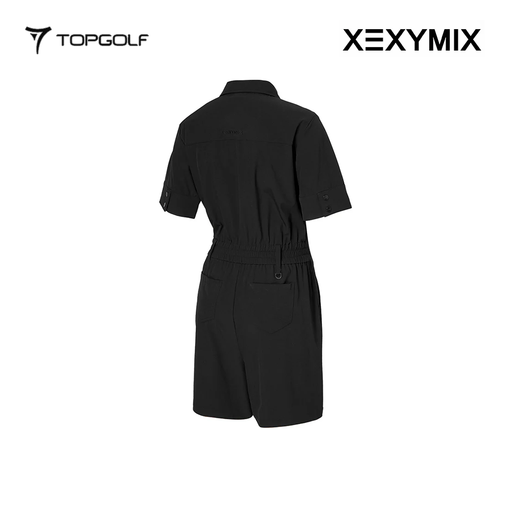 XEXYMIX COMFY WOVEN STRING ZIP UP JUMPSUIT XGFOP02J1 BLACK
