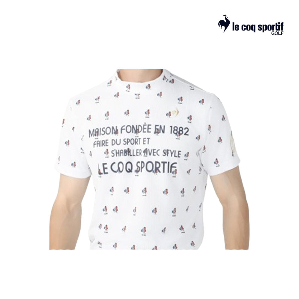 atasan pria Le Coq Polo M Qgmxja21 Rooster Art Pttrn Mock Neck Wh