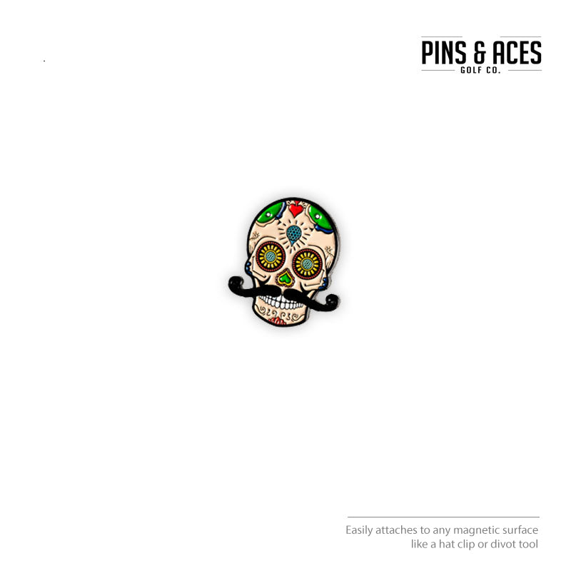 BALL MARKER PINS & ACES SUGAR SKULL