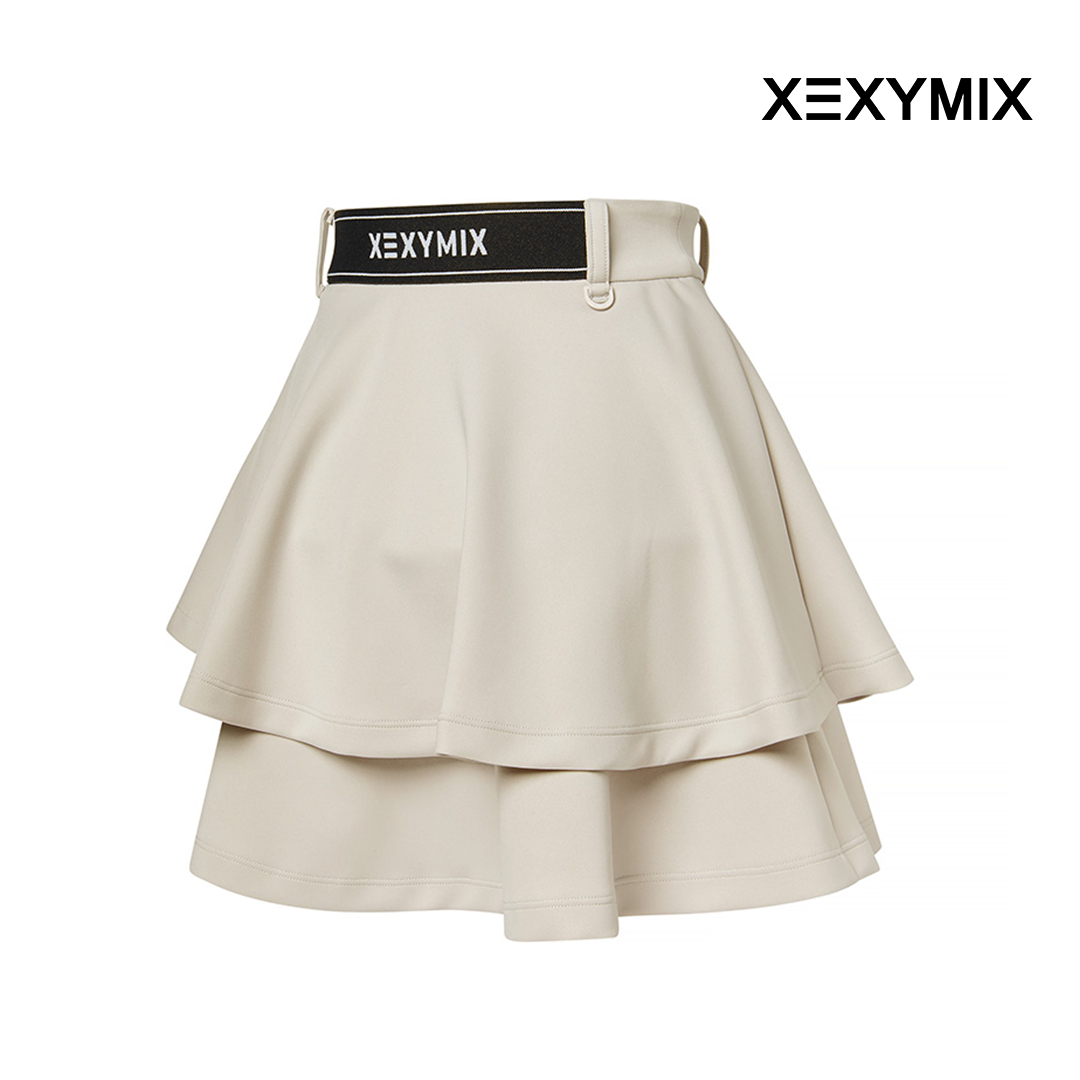 XEXYMIX DOUBLE TIERED FLARED SKIRT XGFSK05J2 BEIGE