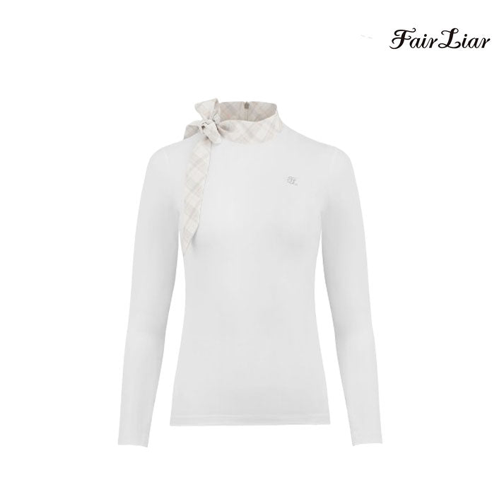 FAIRLIAR LONG SLEEVE FS4TS10FWH Check Ribbon Eri WH