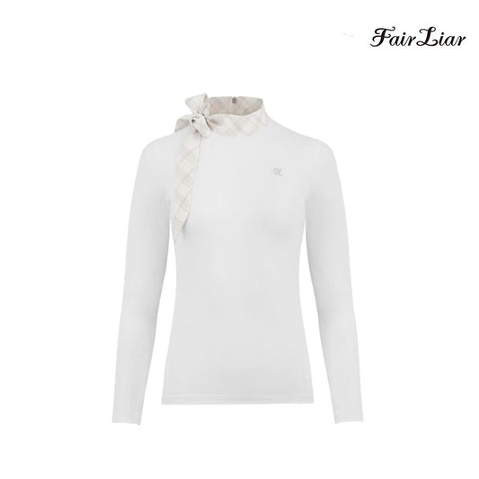FAIRLIAR LONG SLEEVE FS4TS10FWH Check Ribbon Eri WH