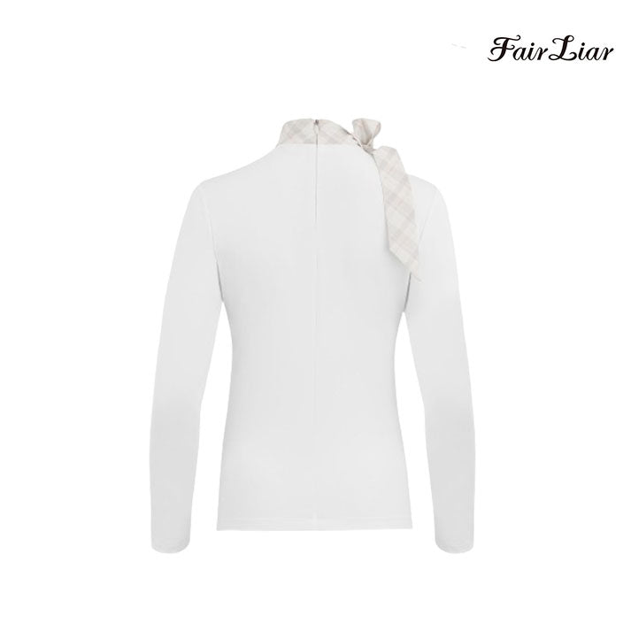 FAIRLIAR LONG SLEEVE FS4TS10FWH Check Ribbon Eri WH