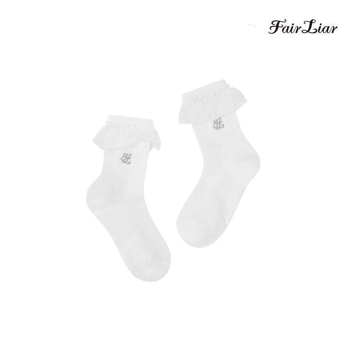 FAIRLIAR SOCKS FS4SO04FWH Frill Ankle WH FR