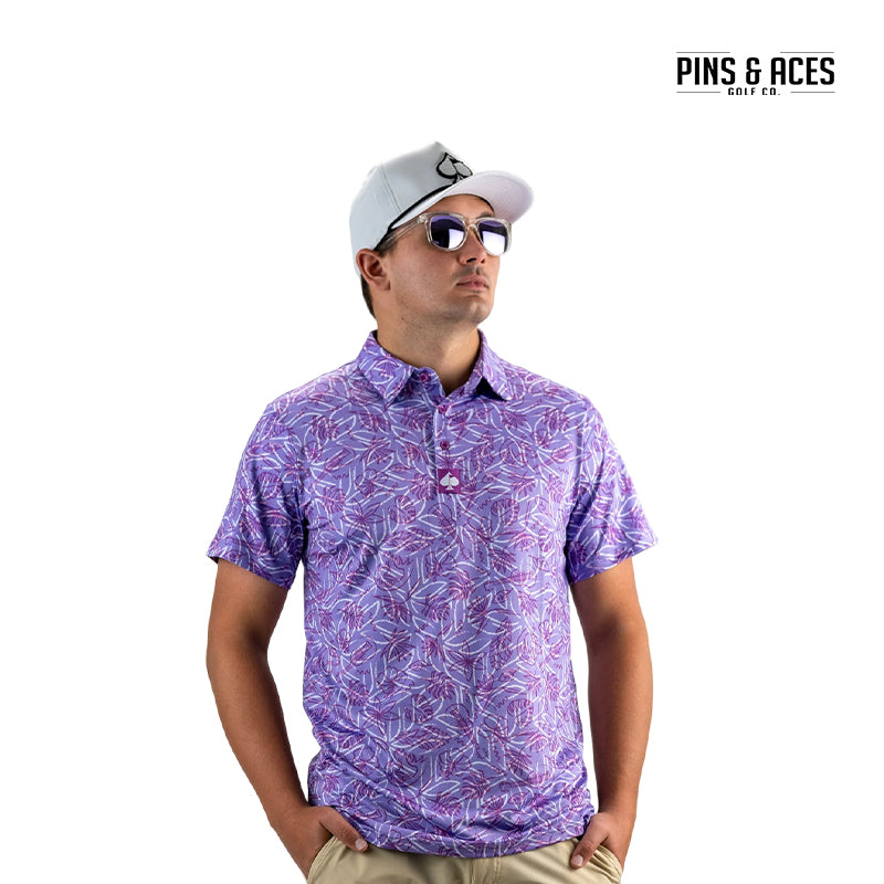 PINS&ACES POLO SHIRT MARGARITAVILLE-5 O'CLOCK SUNSET PURPLE