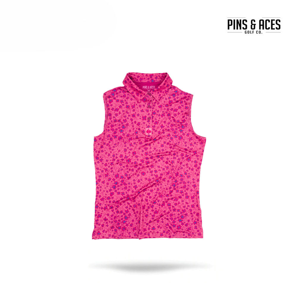 POLO T-SHIRT PINS & ACES PINK FLOWER POWER WOMAN