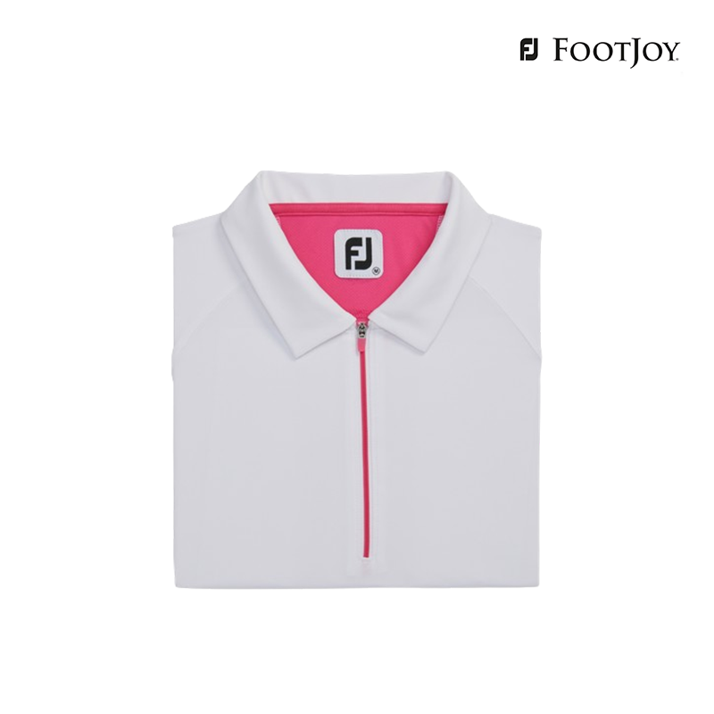 POLO SHIRT FOOTJOY 82109 DF SS QTR ZIP COL BLOC WM WHT