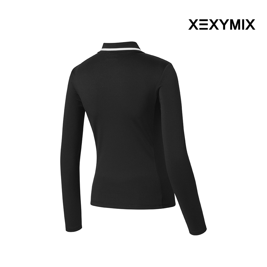 XEXYMIX RIBBED LINE POLO LONG SLEEVE XGFLT01J1 BLACK