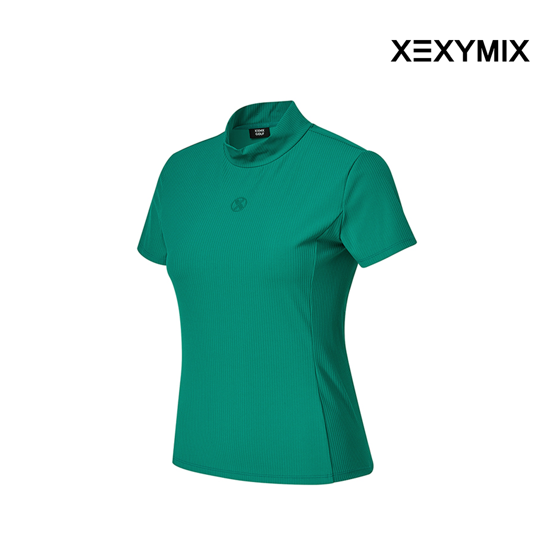 XEXYMIX RIBBED MOCK NECK SLIMFIT SHORT SLEEVE XGFST04J2 GREEN