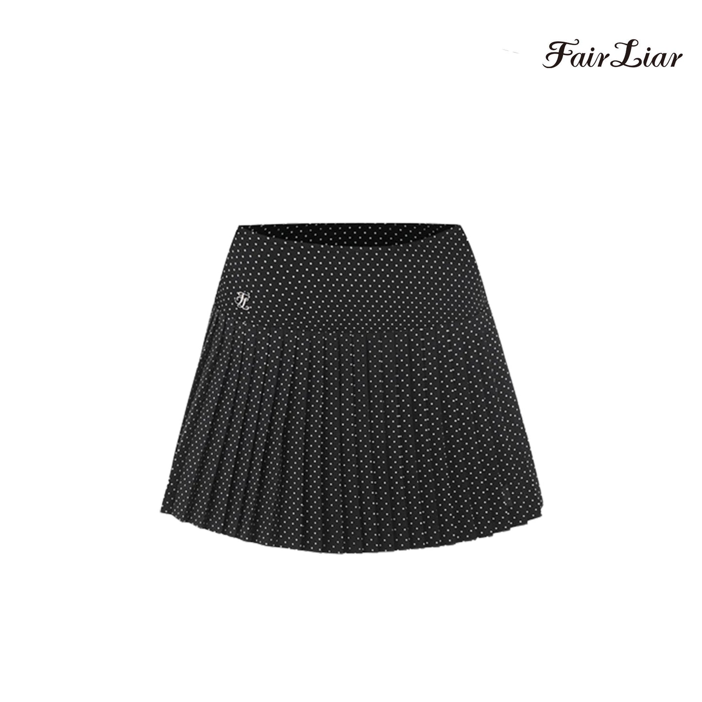 SKIRT FAIRLIAR POLKADOT FLARE PLEATS SKIRT FS2SK22F BLACK