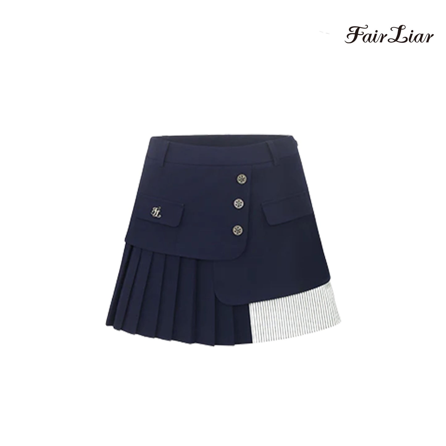 SKIRT FAIRLIAR STRIPE FLAP BUTTON SKIRT FS2SK19F NAVY