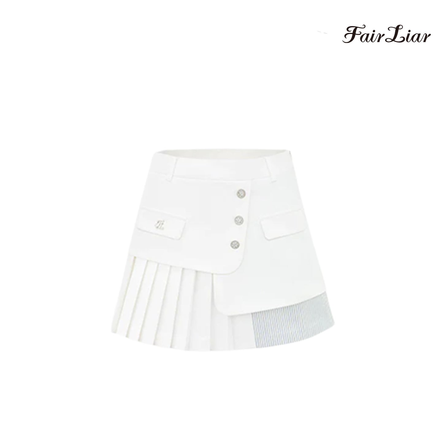SKIRT FAIRLIAR STRIPE FLAP BUTTON SKIRT FS2SK19F WHITE