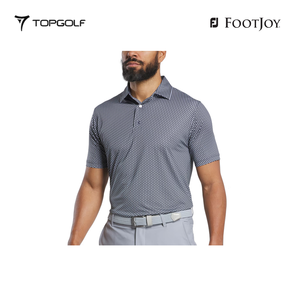 FOOTJOY POLO 32572 FS HOUNDSTOOTH GEO LSL BLACK