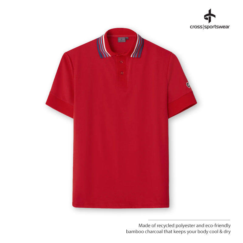 T-SHIRT CROSS M STRIPE POLO 1356411 FLAME