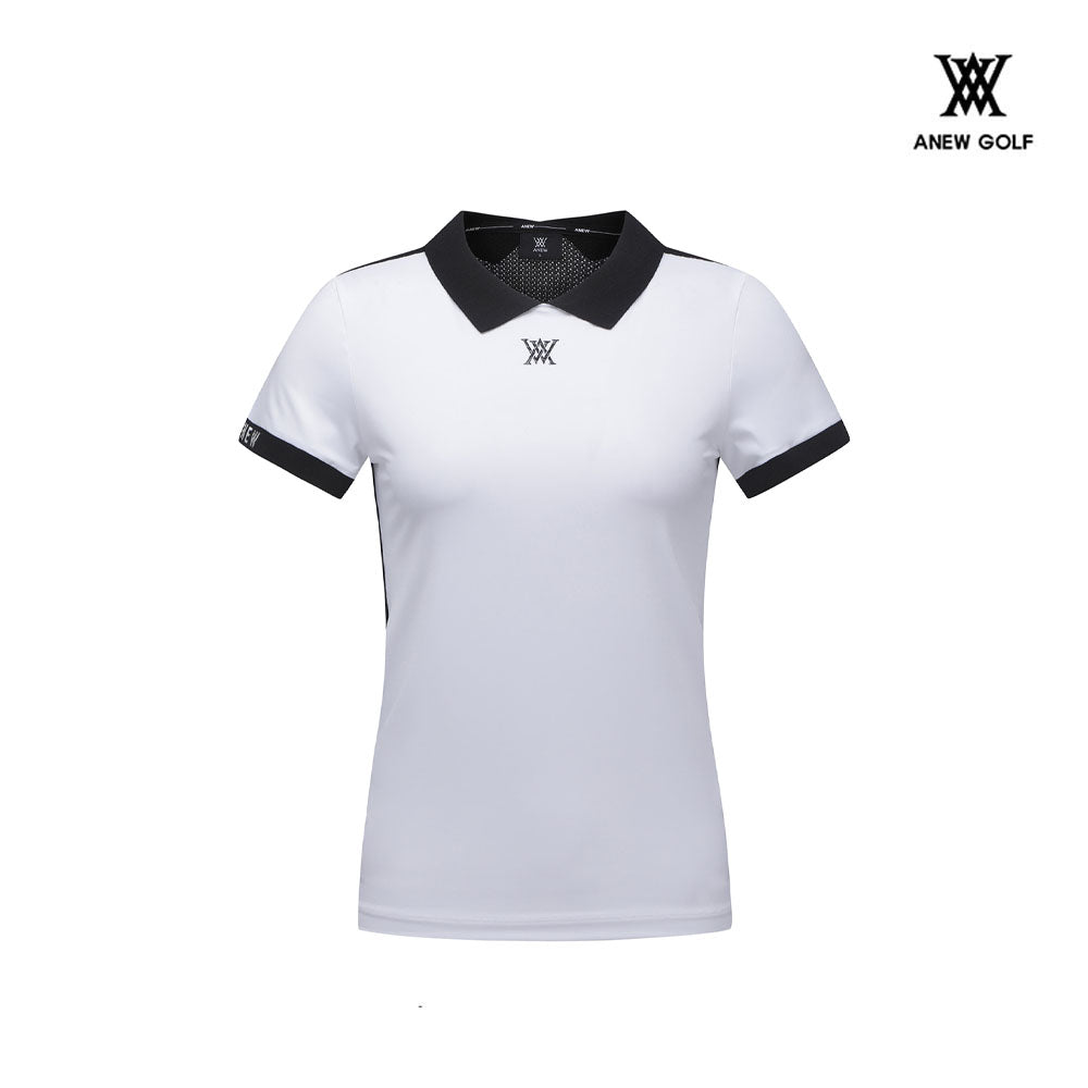 T-SHIRT ANEW AGDMWTS02 WOMEN BACK KNIT BLOCK SHORT T-SHIRT_WH