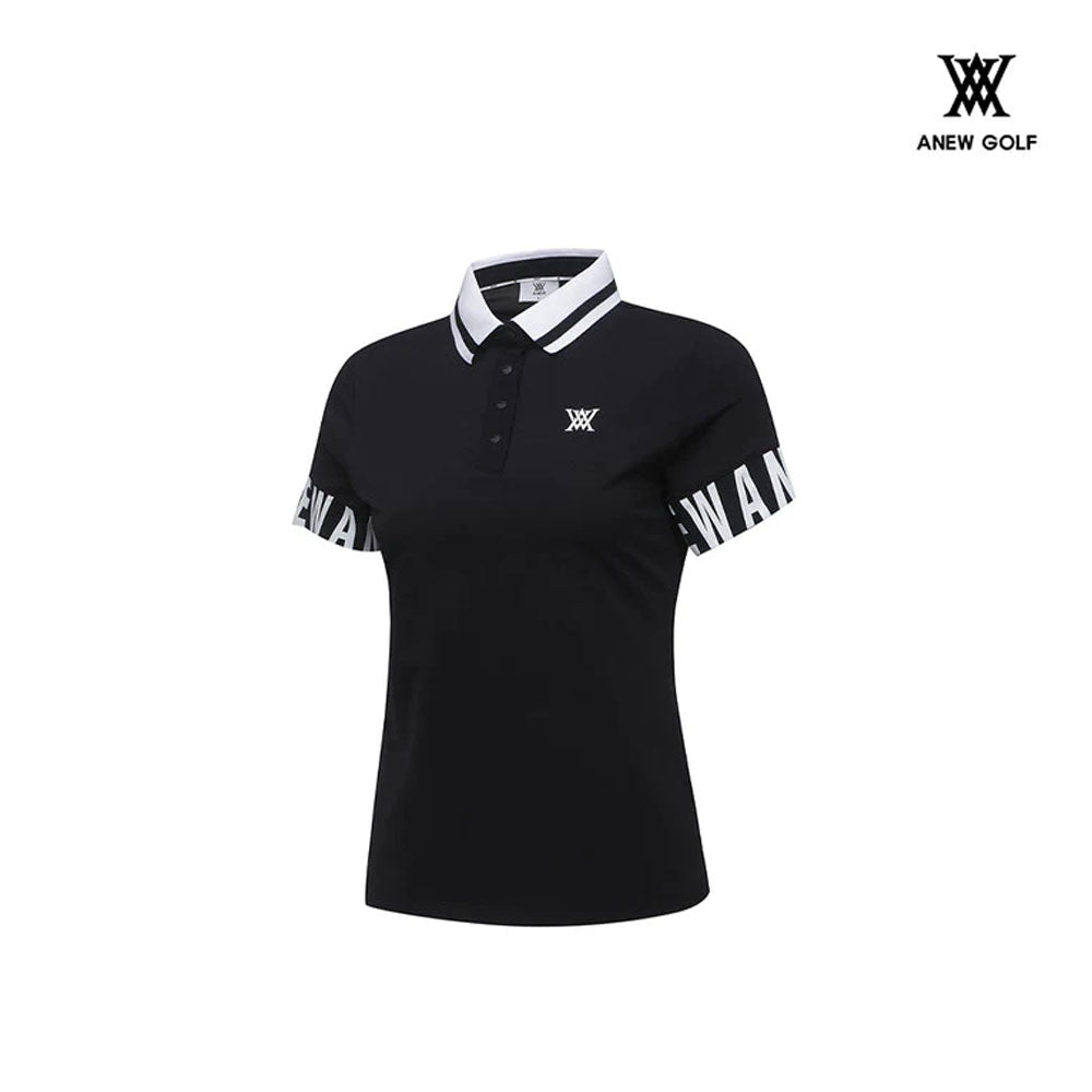 T-SHIRT ANEW AGDMWTS03 WOMEN SLEEVE LOGO POINT SHORT T-SHIRT_BK