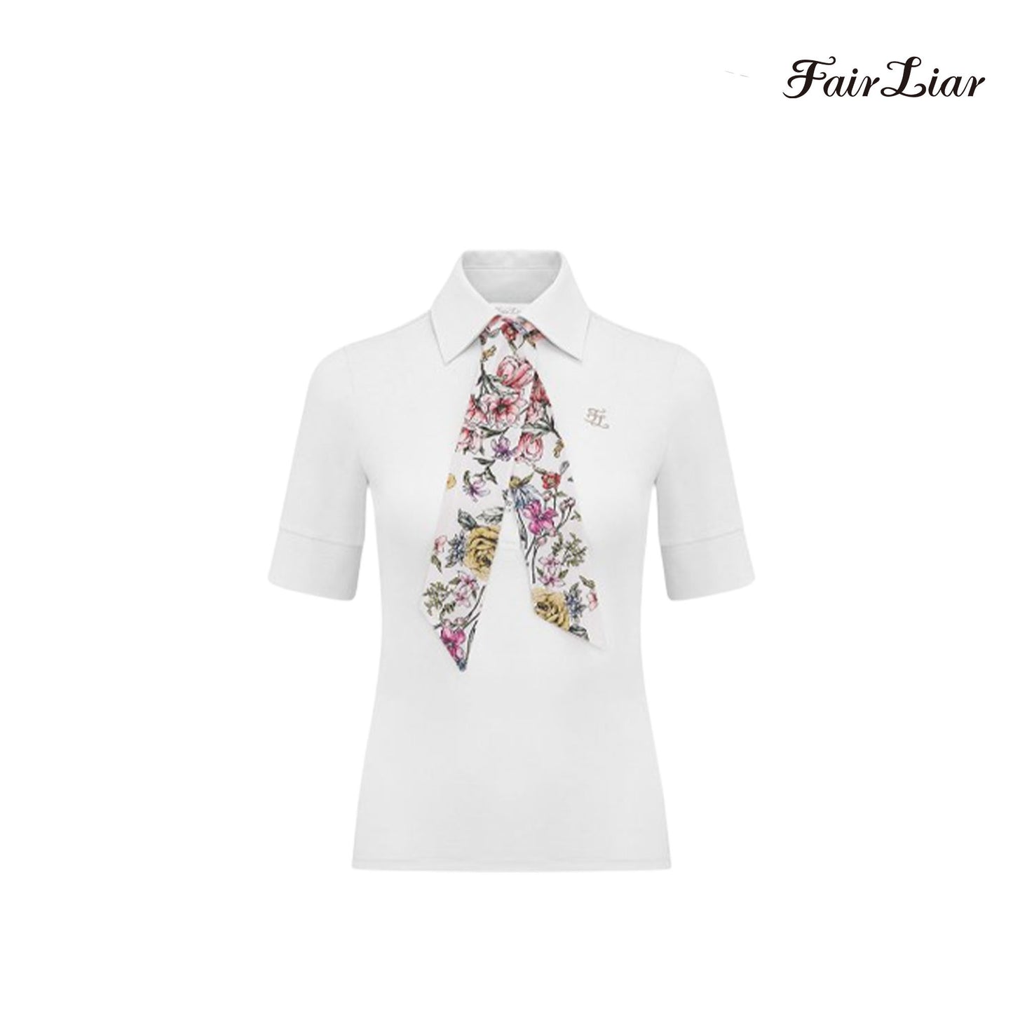 T-SHIRT FAIRLIAR FLOWER SCARF SET FS3TS09F WHITE