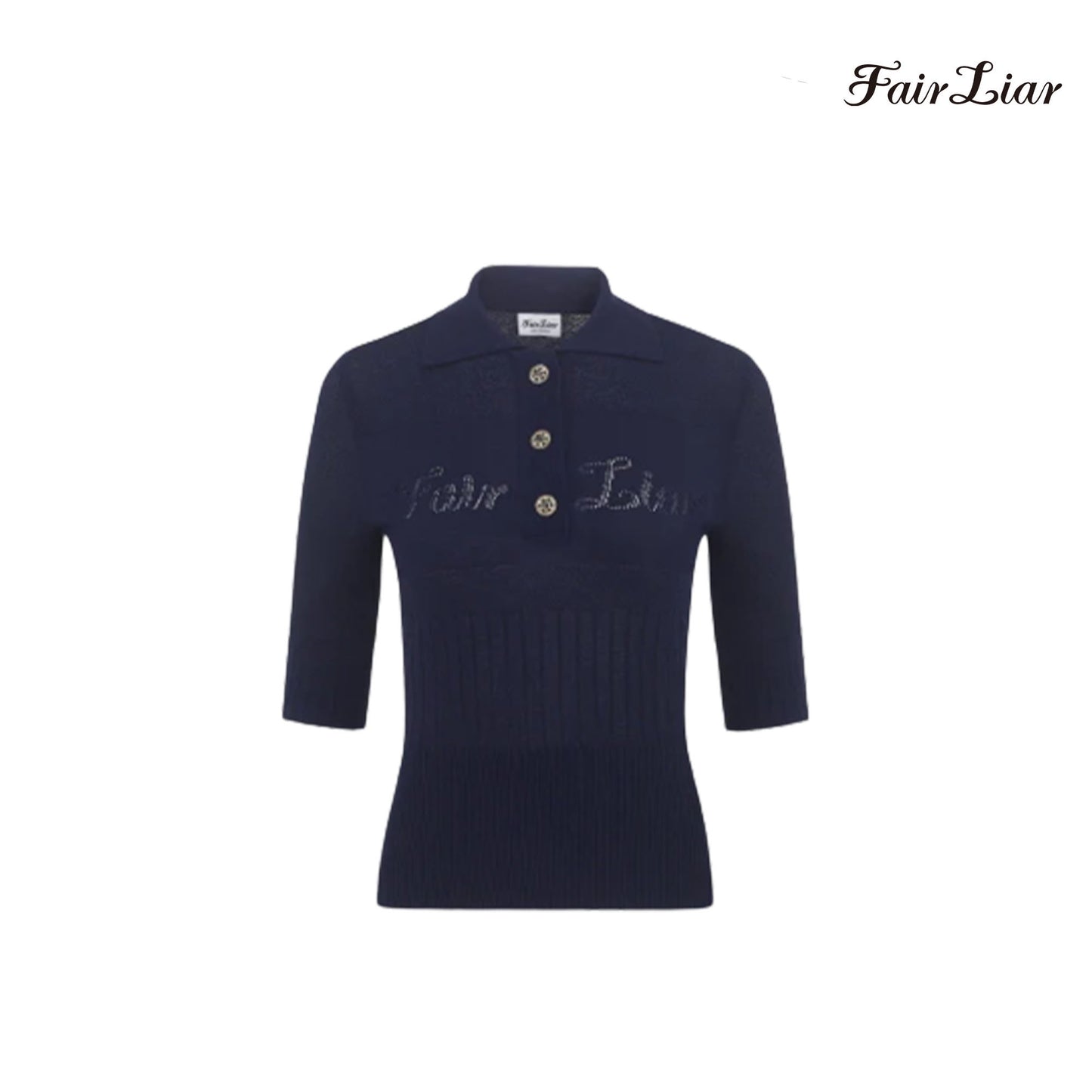 T-SHIRT FAIRLIAR LOGO SCSI KNIT FS2SW04F NAVY