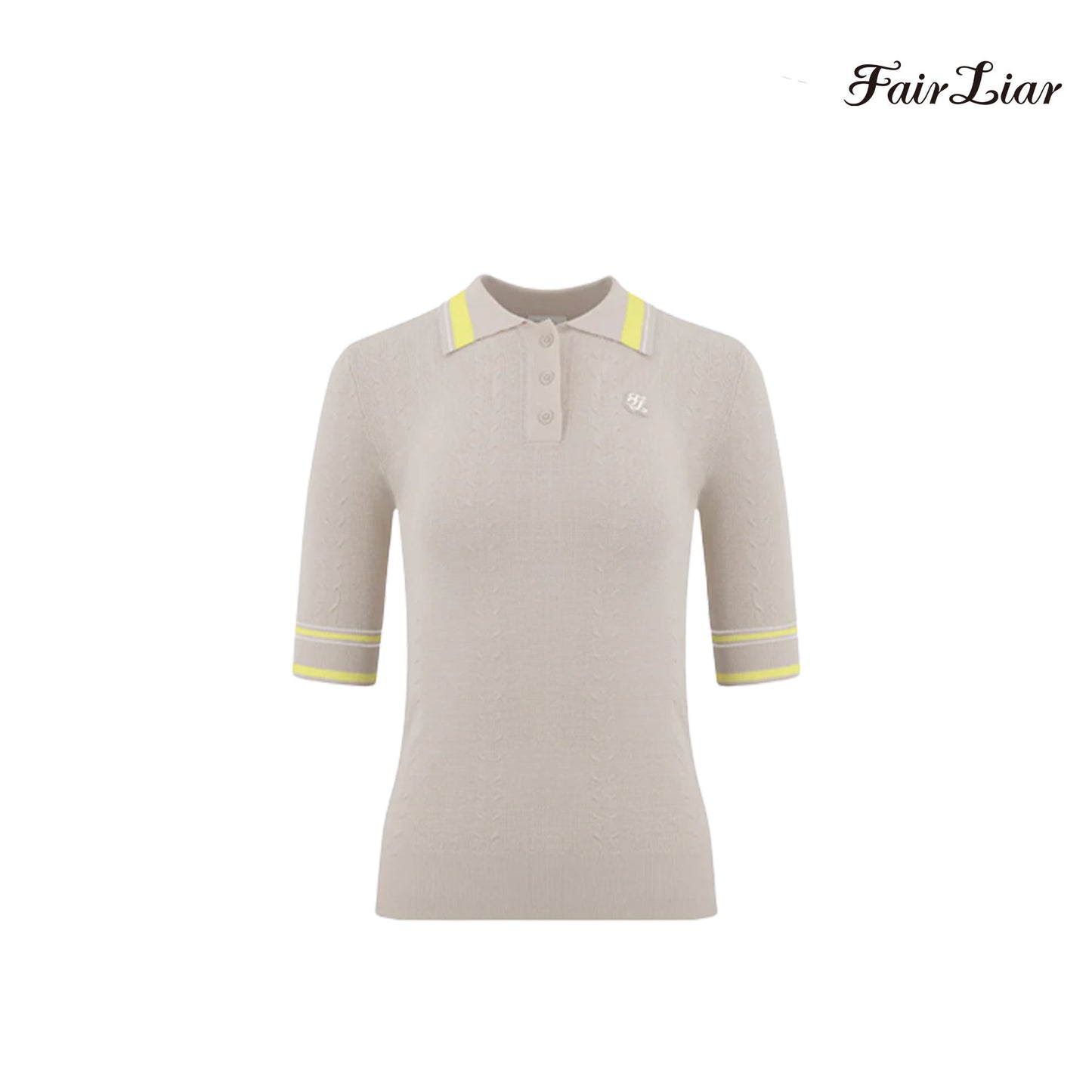 T-SHIRT FAIRLIAR RIBBED THREE QUARTER COLLAR FM3SW01F BEIGE