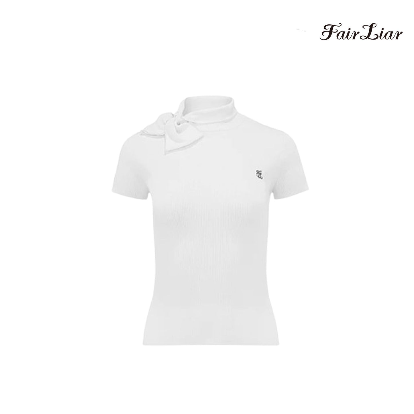 T-SHIRT FAIRLIAR RIBBON BEADS KNIT FS2SW09F WHITE