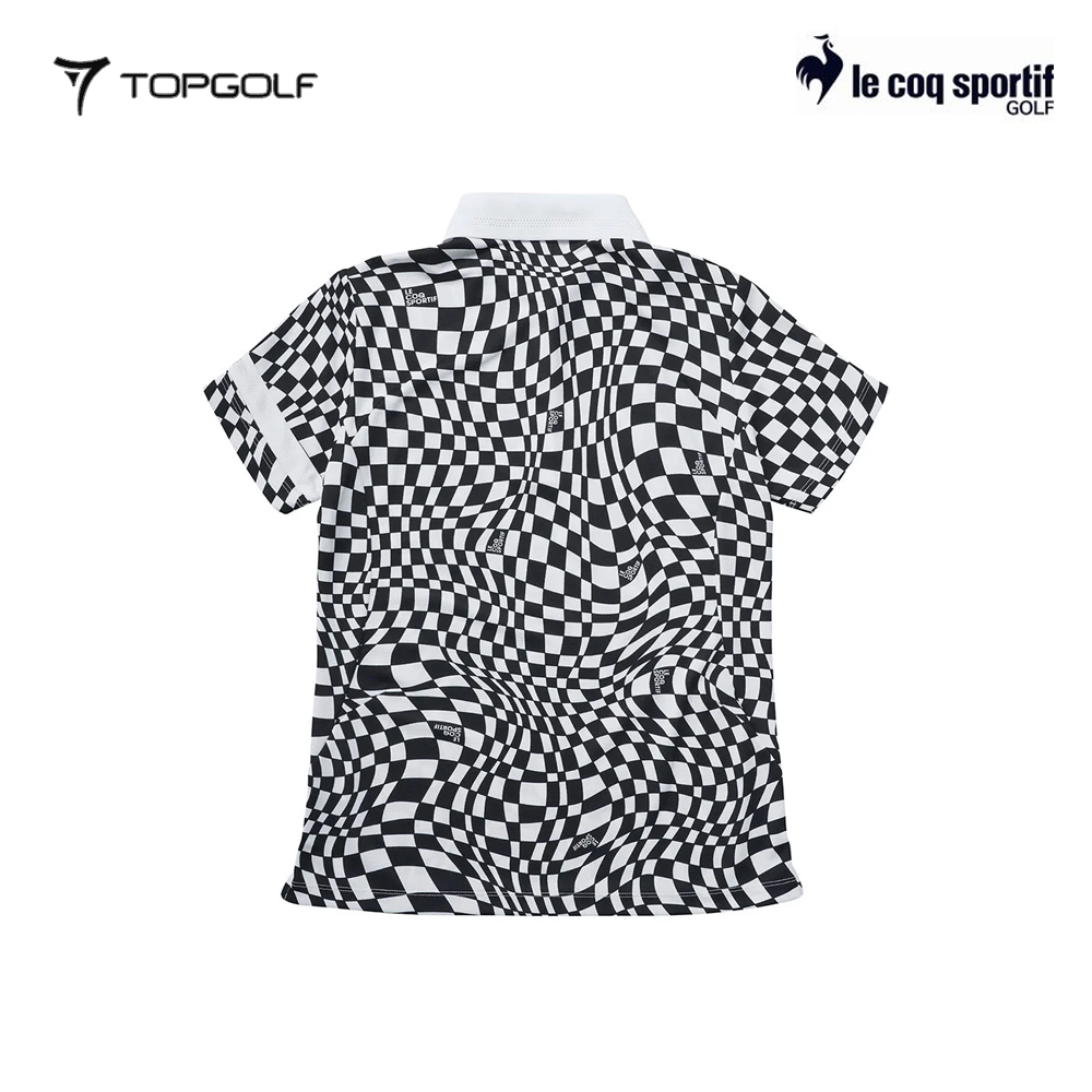 LE COQ POLO WOMEN LG5SHS02L VICHY CHECK SHORT SLEEVE BLACK