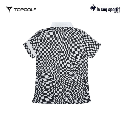 LE COQ POLO WOMEN LG5SHS02L VICHY CHECK SHORT SLEEVE BLACK