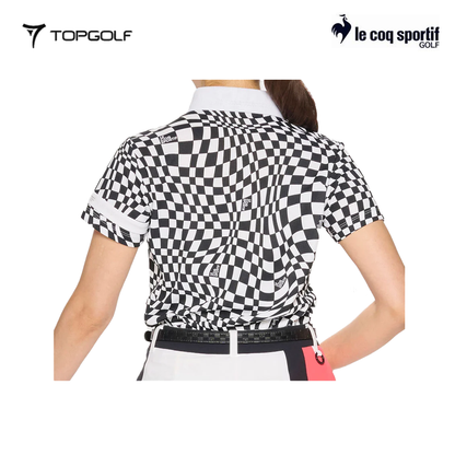 LE COQ POLO WOMEN LG5SHS02L VICHY CHECK SHORT SLEEVE BLACK