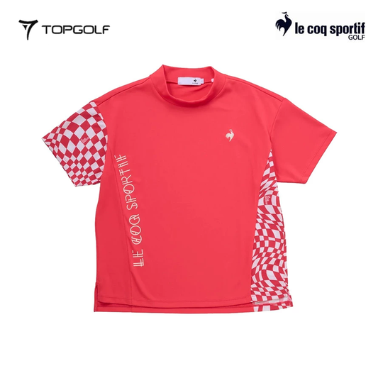 LE COQ POLO WOMEN LG5SHS52L WIDE FIT MOCKNECK SHORT SLEEVE PINK