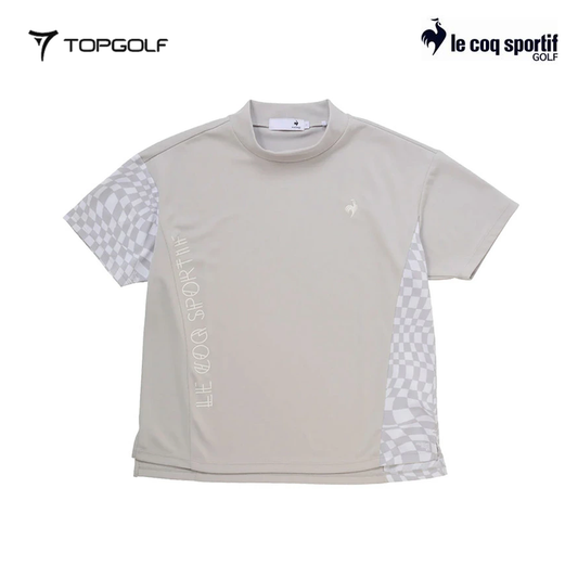 LE COQ POLO WOMEN LG5SHS52L WIDE FIT MOCKNECK SHORT SLEEVE GRAY