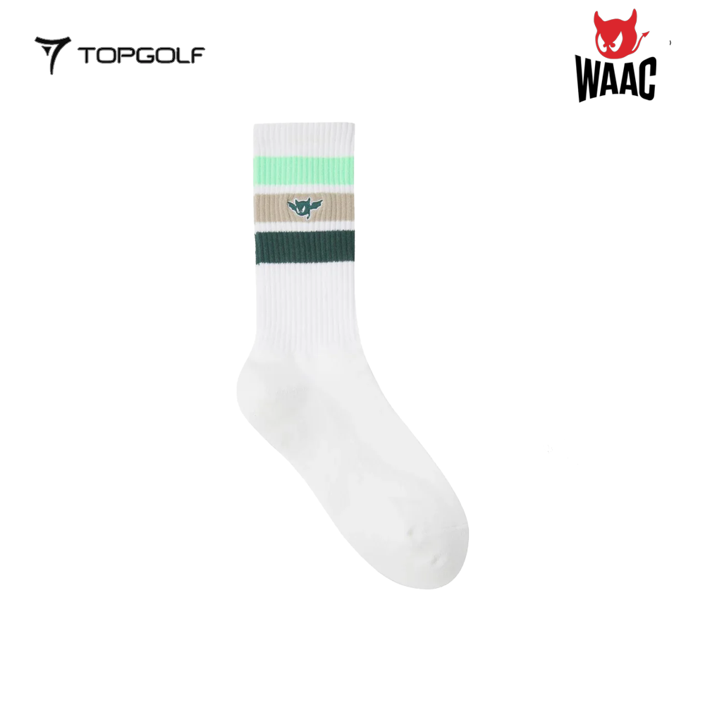 WAAC Socks W Athletic Stripe WQLCX25413-YGN 25SS – Kaos Kaki Golf Wanita Sporty Motif Garis