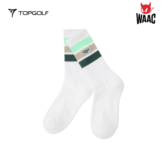 WAAC Socks W Athletic Stripe WQLCX25413-YGN 25SS – Kaos Kaki Golf Wanita Sporty Motif Garis
