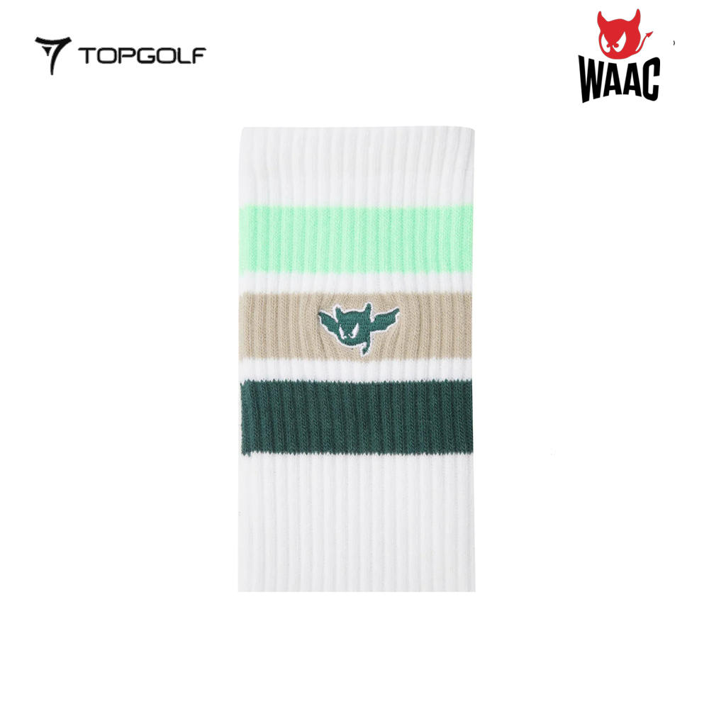 WAAC Socks W Athletic Stripe WQLCX25413-YGN 25SS – Kaos Kaki Golf Wanita Sporty Motif Garis