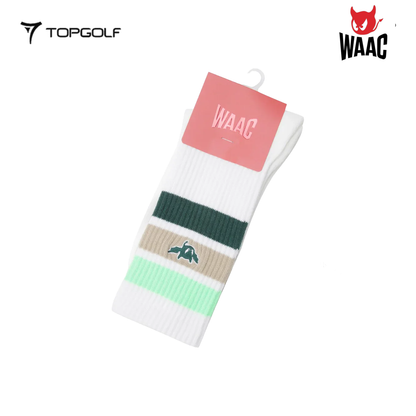 WAAC Socks W Athletic Stripe WQLCX25413-YGN 25SS – Kaos Kaki Golf Wanita Sporty Motif Garis