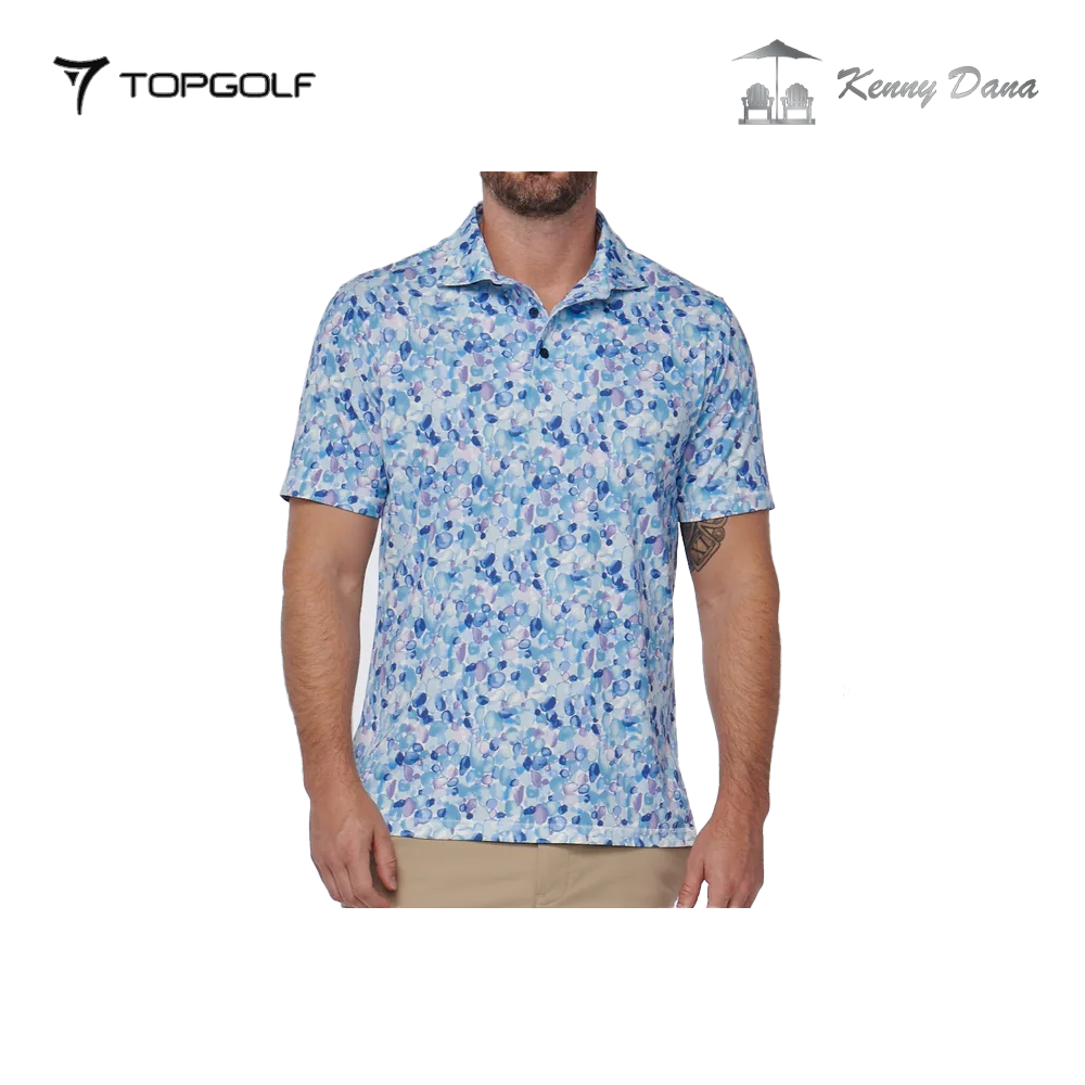KENNY DANA POLO 103127-1 SAND PEBBLES BLUE TONAL MEN'S COMFORT FIT WOVEN SHIRT