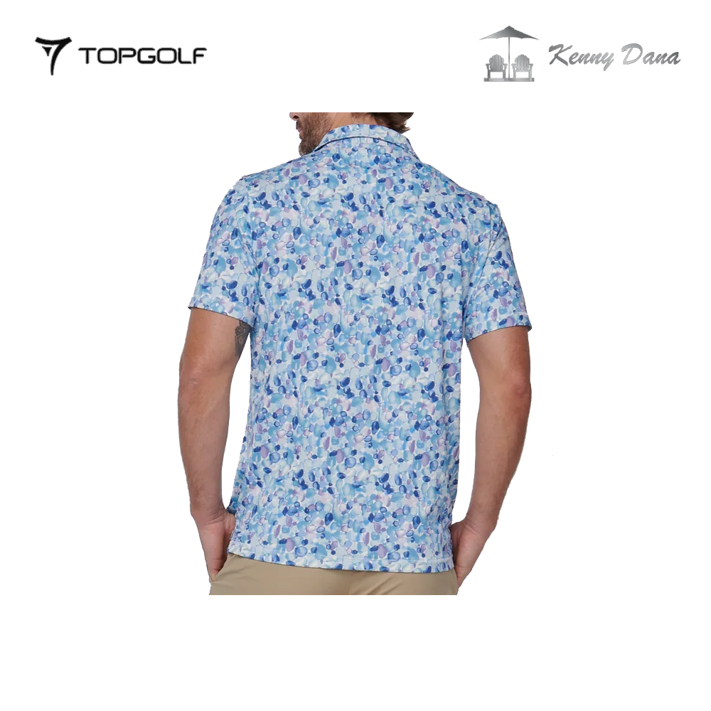 KENNY DANA POLO 103127-1 SAND PEBBLES BLUE TONAL MEN'S COMFORT FIT WOVEN SHIRT