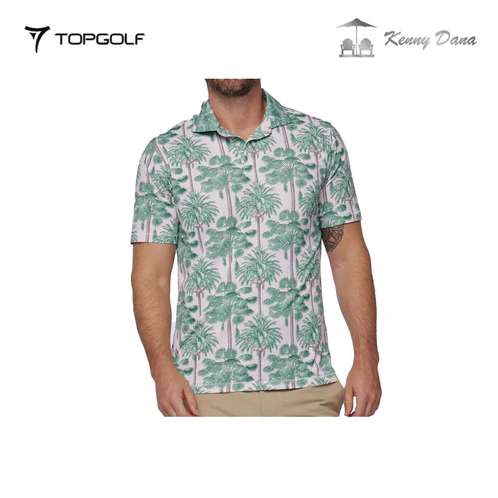 KENNY DANA 104129-2 DESSERT PALM LT. PINK/GREEN MEN'S SLIM FIT POLO