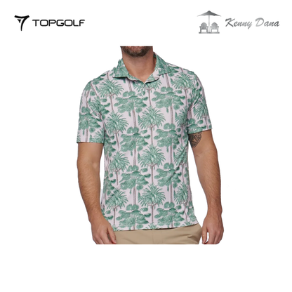 KENNY DANA 104129-2 DESSERT PALM LT. PINK/GREEN MEN'S SLIM FIT POLO