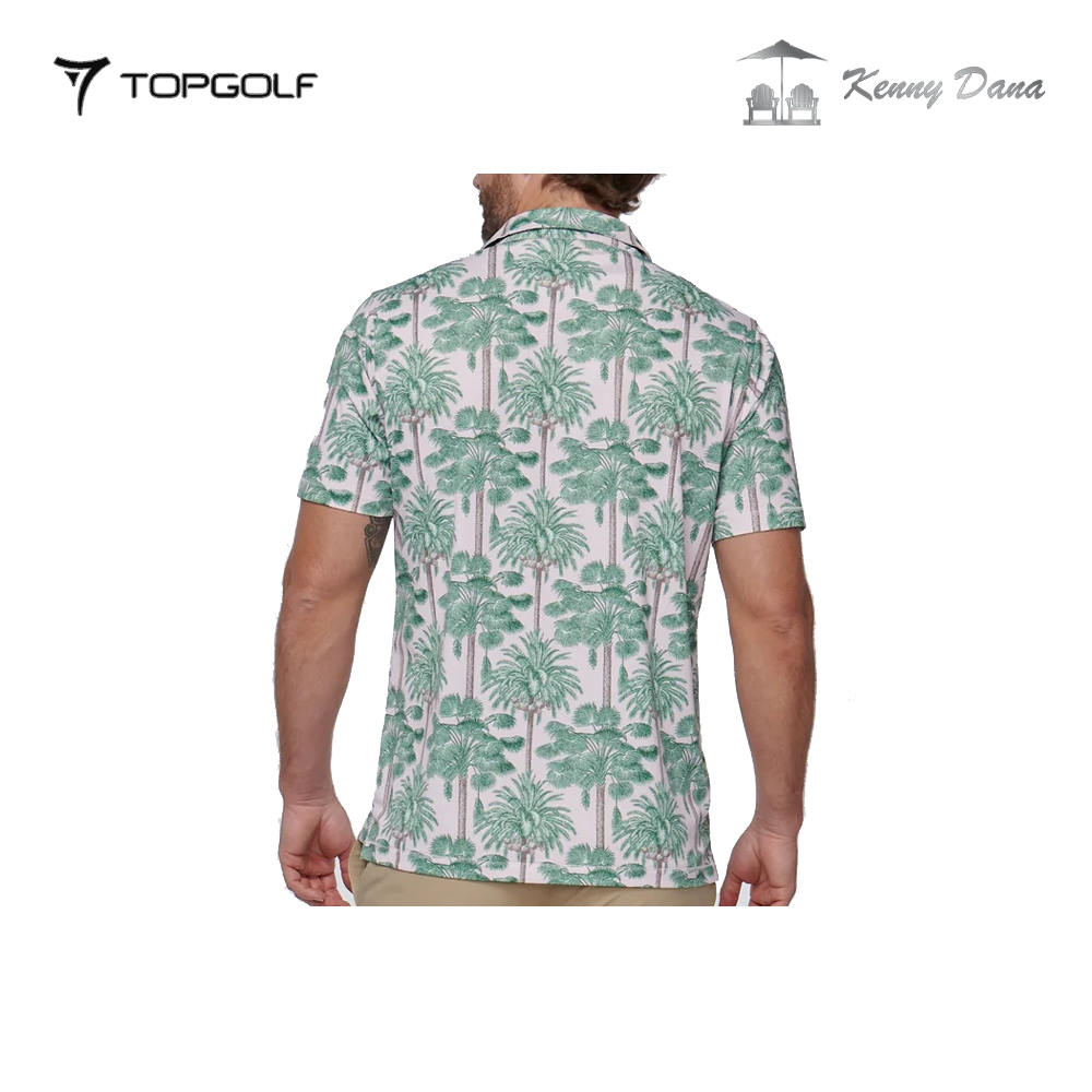 KENNY DANA 104129-2 DESSERT PALM LT. PINK/GREEN MEN'S SLIM FIT POLO