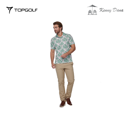 KENNY DANA 104129-2 DESSERT PALM LT. PINK/GREEN MEN'S SLIM FIT POLO
