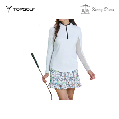 KENNY DANA MOCK WITH MESH UNDER SLEEVES 52099-W JAQ SOLID WHITE
