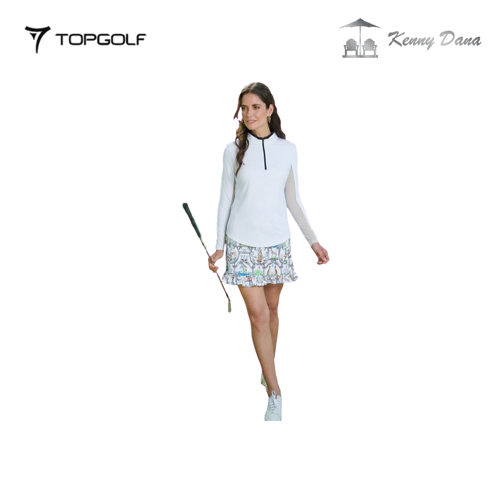 KENNY DANA MOCK WITH MESH UNDER SLEEVES 52099-W JAQ SOLID WHITE