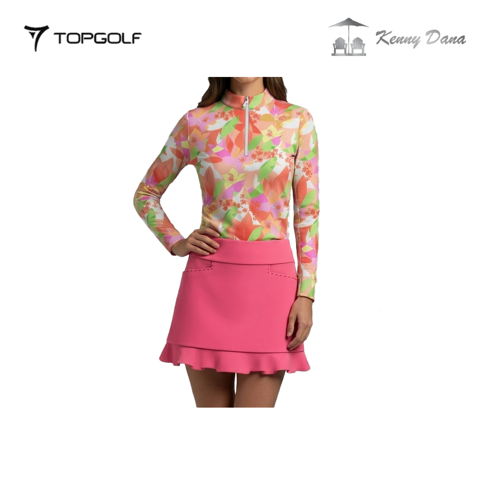 KENNY DANA MOCK WITH MESH UNDER SLEEVES 52756-1 JAQ ISLAND TRENDS PINK CORAL