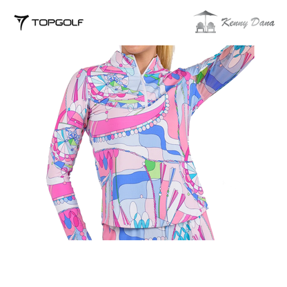 KENNY DANA MOCK WITH MESH UNDER SLEEVES 52201-2 JAQ CARNIVAL PINK MULTI